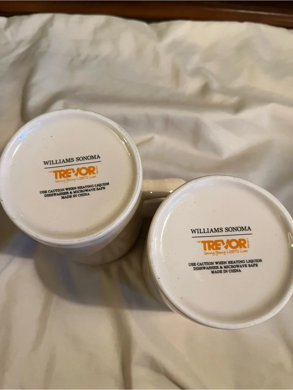 New Williams Sonoma Mugs Coffee Cups Pride Rainbow Open Mind Open Heart Trevor